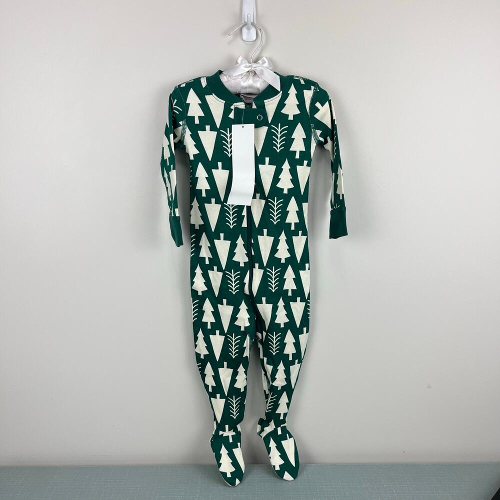 Hanna Andersson Holiday Footed Sleeper Winter Green 75 12-18 Months NWT